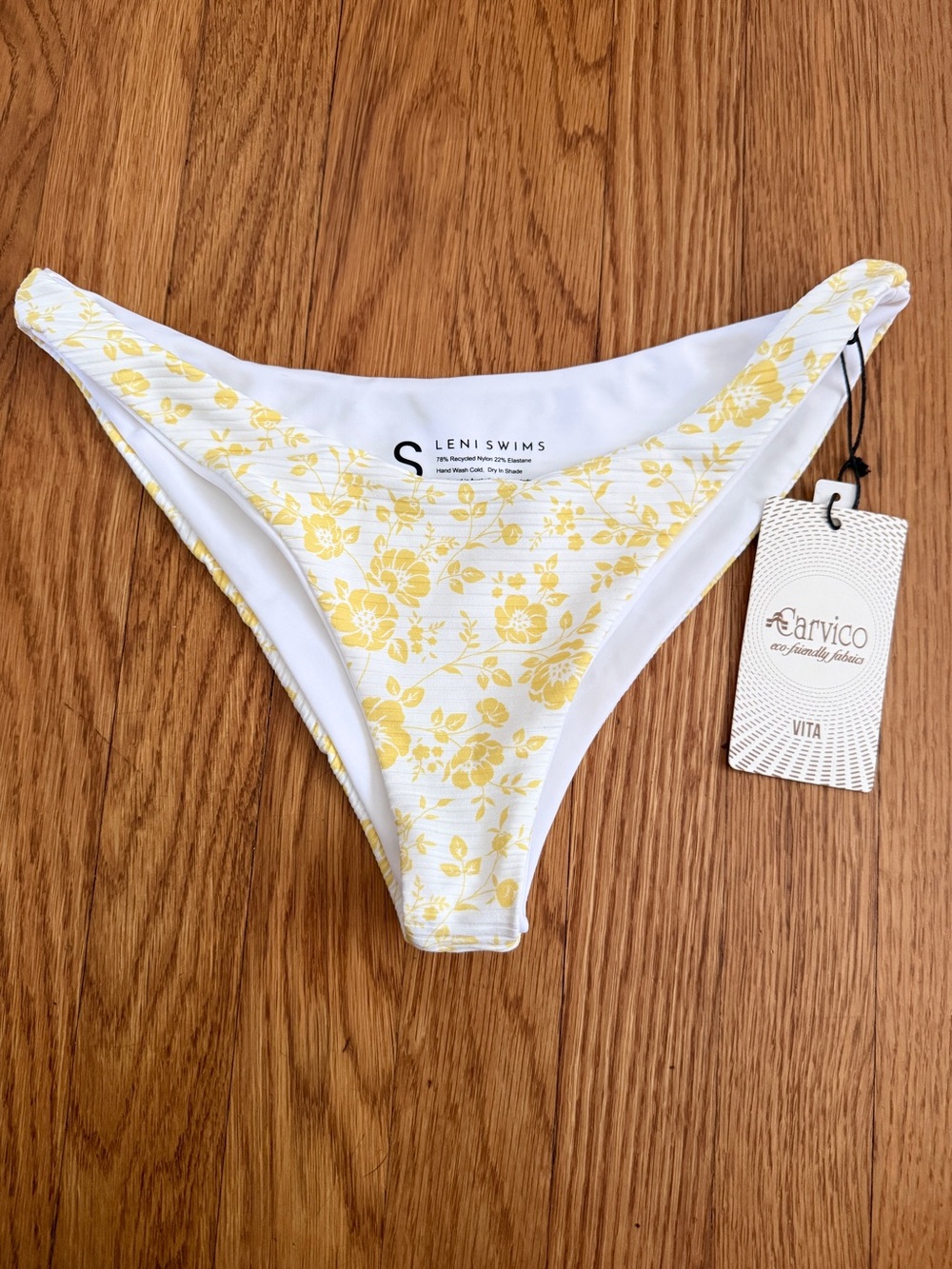 Leni swims yellow floral swim cheeky bikini bottoms New Small